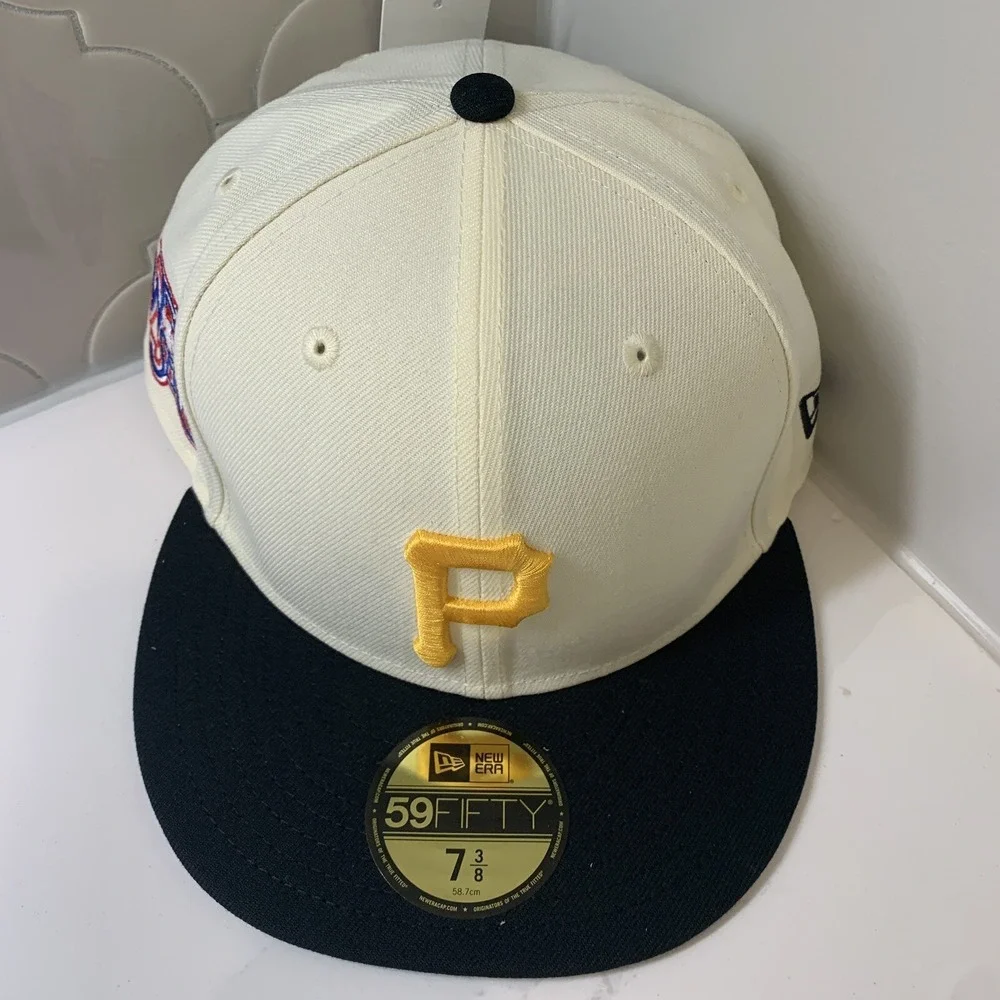 Pittsburgh Pirates New Era 59FIFTY MLB Two Tone White Fitted Hat Cap Size 7 3/8